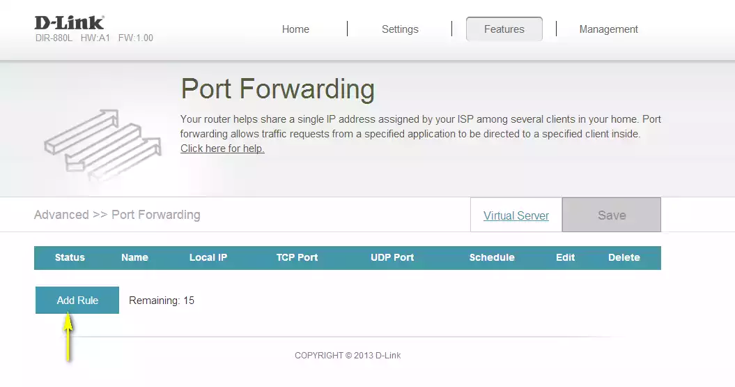 Port Forwarding - dlink