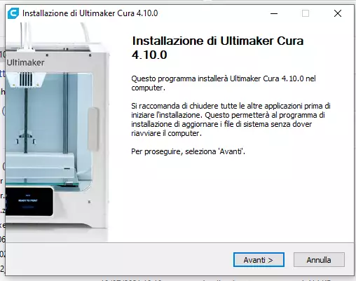 Ultimaker Cura: start installing